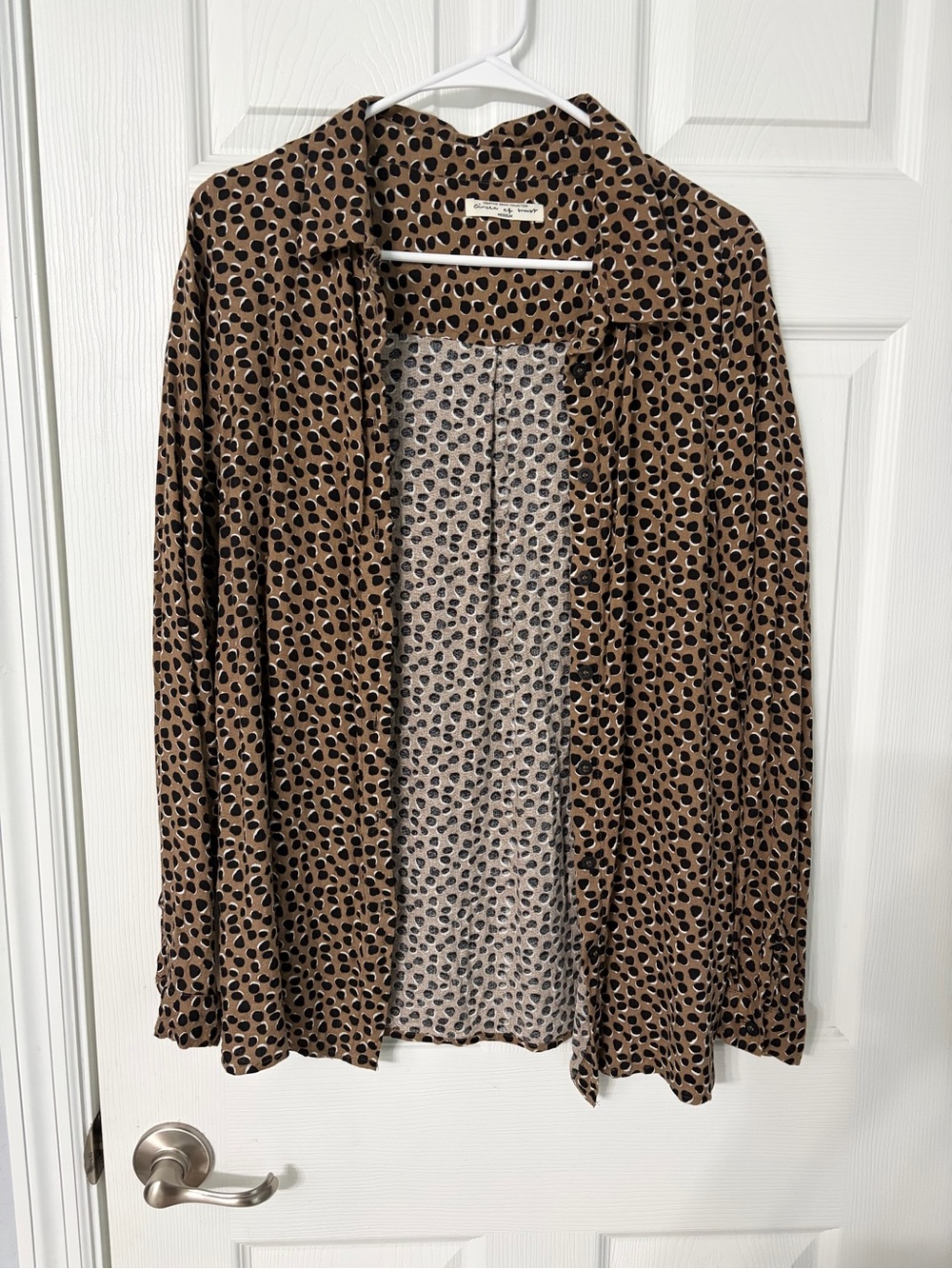 Leopard Print Open-Front Women’s Shirt Jacket - Brown/Black